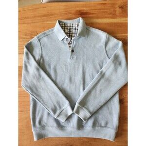 Montechiaro Light Blue Ribbed Knit Polo Sweater Men's Size XL / 54 EUC Italy